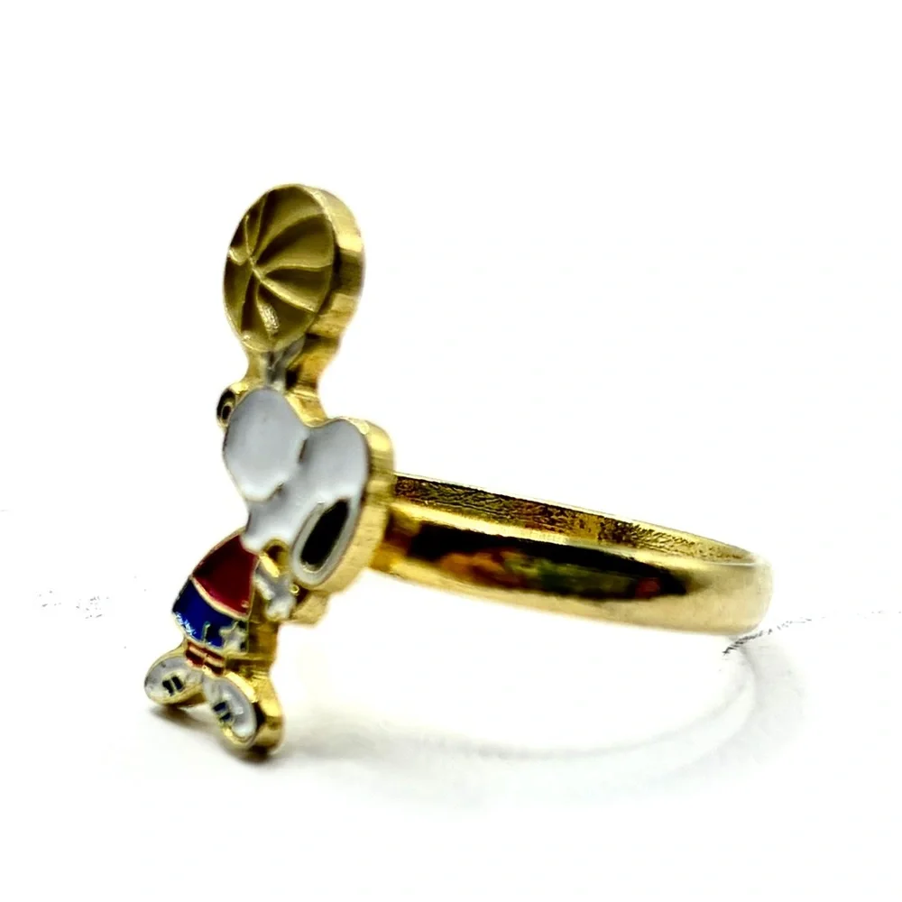Vintage Snoopy Playing Basketball Adjustable Ring in Gold Tone